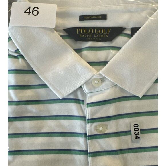 Polo Golf Ralph Lauren 2XL White Striped Pro Fit Pima Cotton‎ Performance Mens - Picture 7 of 7